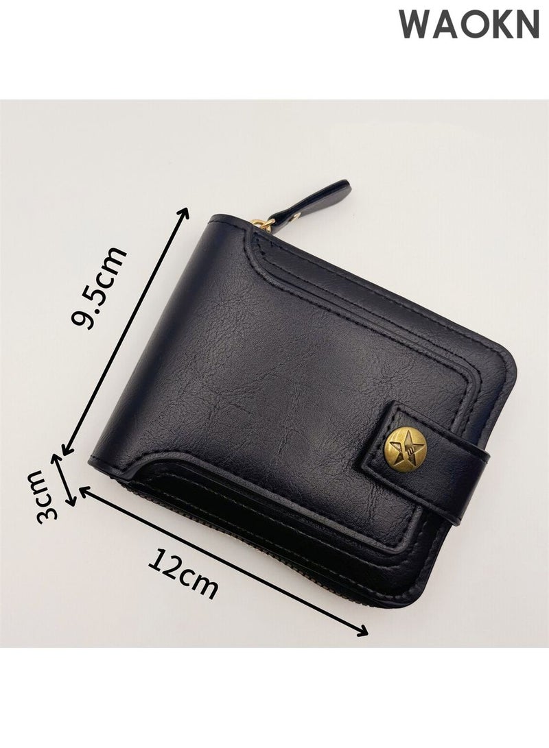 WAOKN Vintage Style Tri-fold Wallet with Banknotes Compartment, ID Window, Coin Pocket and Card Slots Fashionable and Comprehensive to Carry Cards Multiple Card Slots, Multi-function Card Holder for Youth Students, Great Gift for Men - Image 4