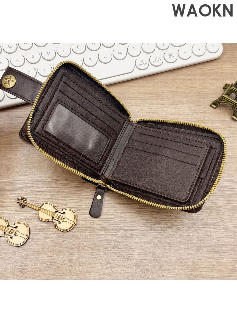 WAOKN Vintage Style Tri-fold Wallet with Banknotes Compartment, ID Window, Coin Pocket and Card Slots Fashionable and Comprehensive to Carry Cards Multiple Card Slots, Multi-function Card Holder for Youth Students, Great Gift for Men - Image 3