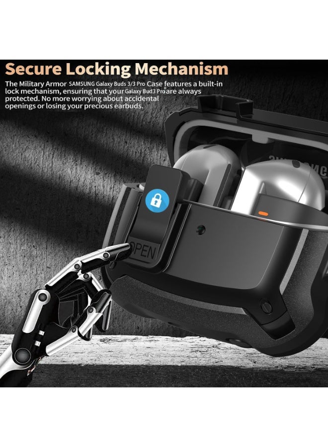 ANYOGRO Galaxy Buds 3 Pro/Buds 3 case full body protection (with safety clasp), shockproof and drop-proof, hard protective shell with safety clasp and cleaning kit for sports on the go - Image 2