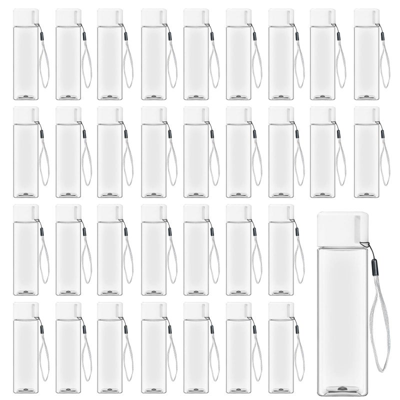 SENONAPO 32 Pcs Water Bottle Bulk 17 oz Plastic Sports Water Bottles Reusable Water Bottles Large Leak Proof Portable Drink Bottles for Kids Adults for School Fitness Office Travel Camping Supplies(White) - Image 1