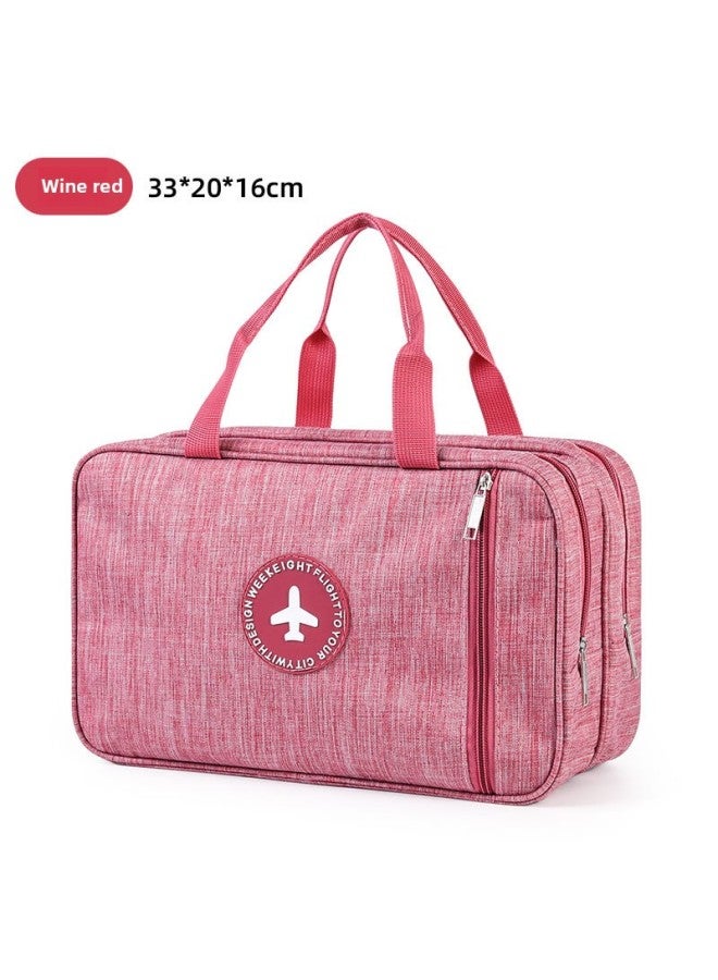 Generic Oxford Cloth Wet And Dry Separation Bag Beach Swimming Towel Clothes Storage Bag PVC Lining Large Capacity Wash Bag-Color:Pink - Image 1