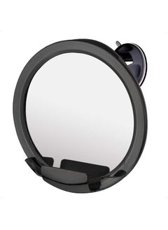 Dual Antifog Shower Mirror for Shaving - Shatterproof Mirror with Razor Holder, Upgraded Suction, 360° Swivel (8" Round, Black)