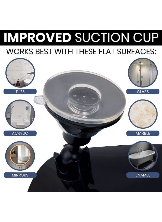 Mirrorvana Dual Antifog Shower Mirror for Shaving - Shatterproof Mirror with Razor Holder, Upgraded Suction, 360° Swivel (8" Round, Black)  - Image 4