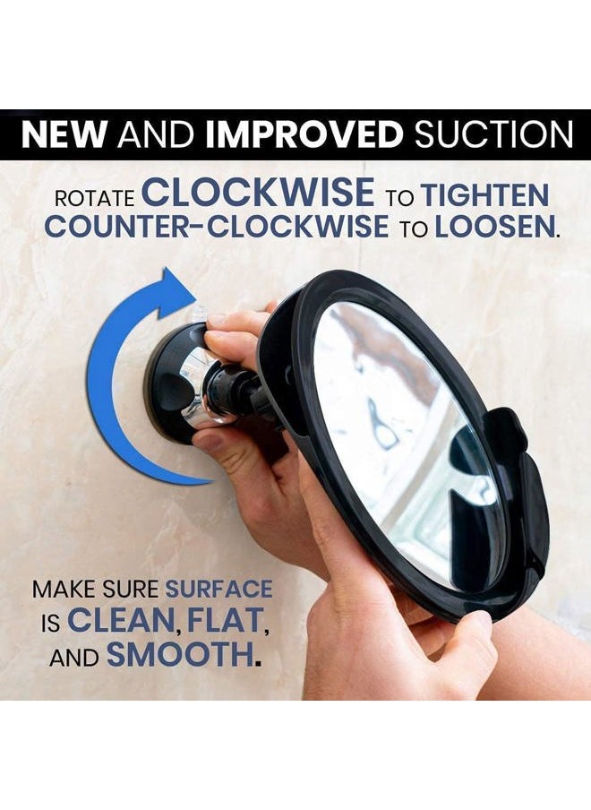 Mirrorvana Dual Antifog Shower Mirror for Shaving - Shatterproof Mirror with Razor Holder, Upgraded Suction, 360° Swivel (8" Round, Black)  - Image 5