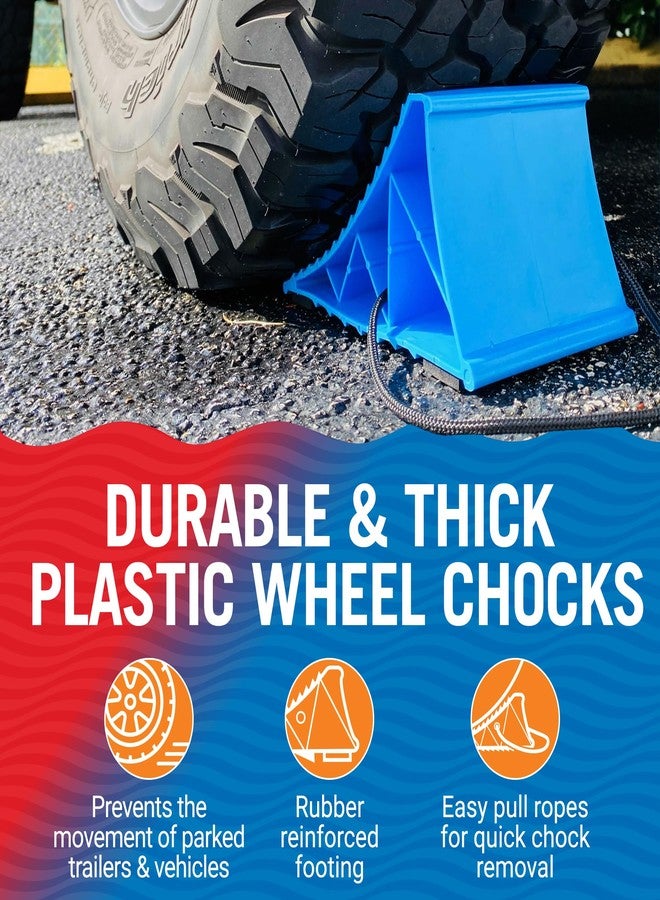 Better Boat Boat Trailer Chocks and RV Wheel Chocks, 2-Pack Camper Wheel Chocks with Rope and Rubber Pads, for Travel Trailers and 5th Wheel RVs - Image 2
