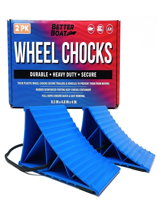 Better Boat Boat Trailer Chocks and RV Wheel Chocks, 2-Pack Camper Wheel Chocks with Rope and Rubber Pads, for Travel Trailers and 5th Wheel RVs - Image 1
