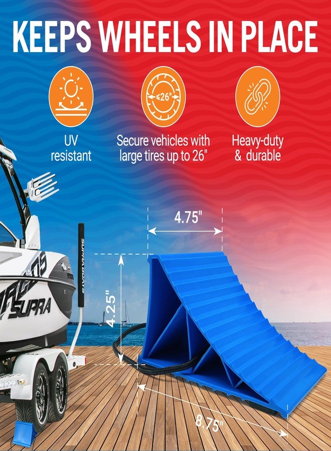 Better Boat Boat Trailer Chocks and RV Wheel Chocks, 2-Pack Camper Wheel Chocks with Rope and Rubber Pads, for Travel Trailers and 5th Wheel RVs - Image 3