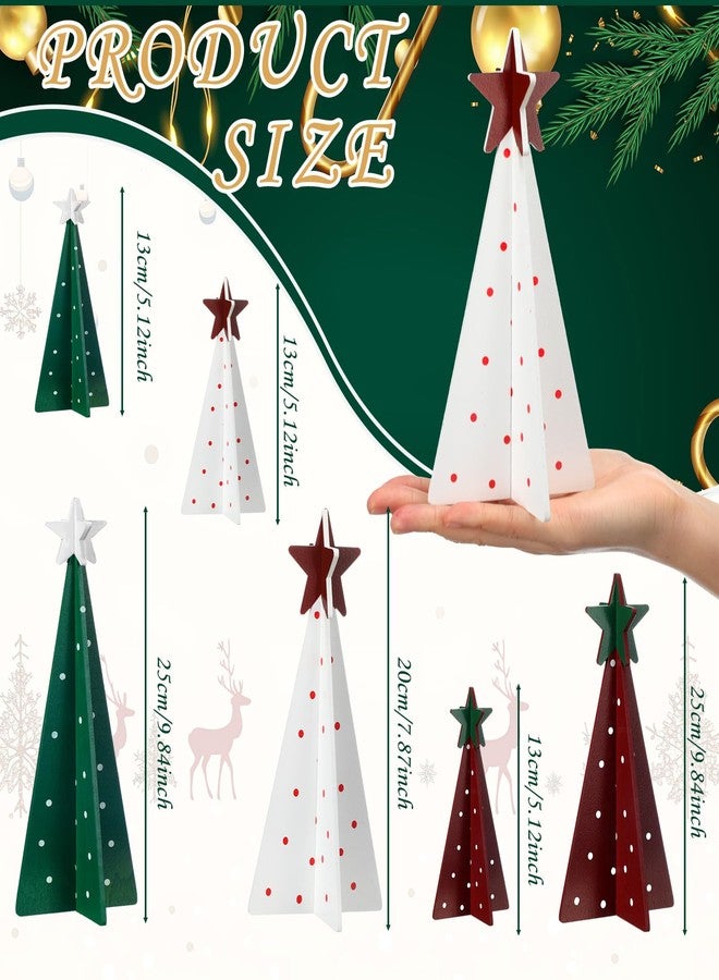 Maitys 12 Pcs Christmas Decoration 4 Sizes Wooden Tree Sign with Tabletop Star Decor Rustic Merry Christmas 3D Freestanding Engraved Trees for Home Table Centerpiece Shelf Mantel Fireplace Party Decor - Image 2