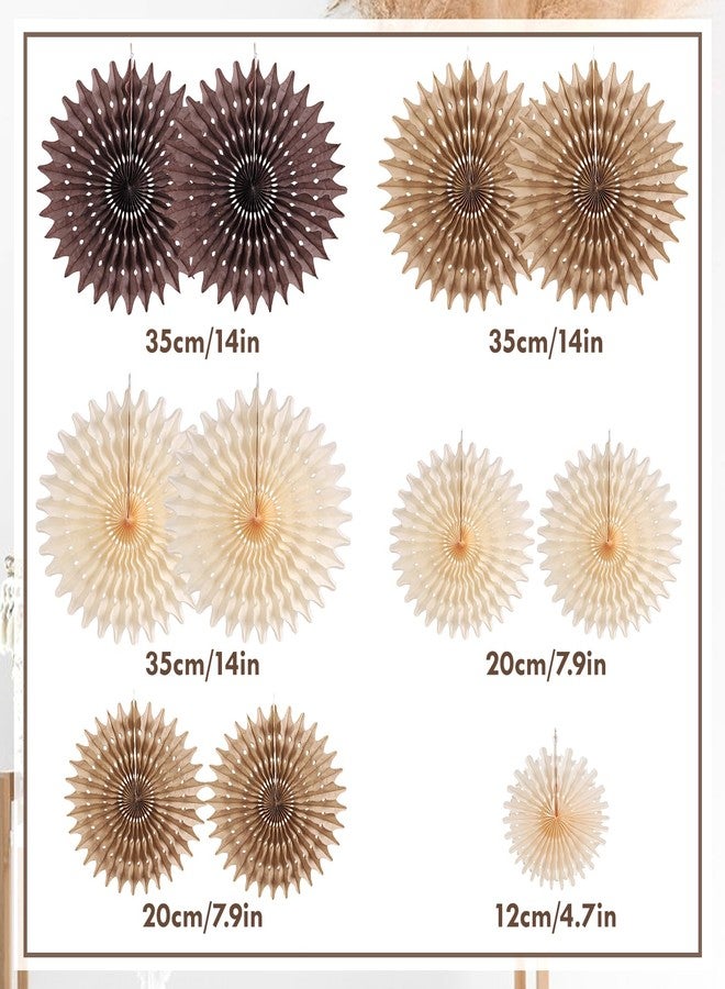 PAPER JAZZ 11 Pcs Brown Party Decorations Neutral Party Decorations Hollowed Out Honeycomb Round Paper Fans Rustic Birthday Wedding Graduation Party Supplies - Image 2