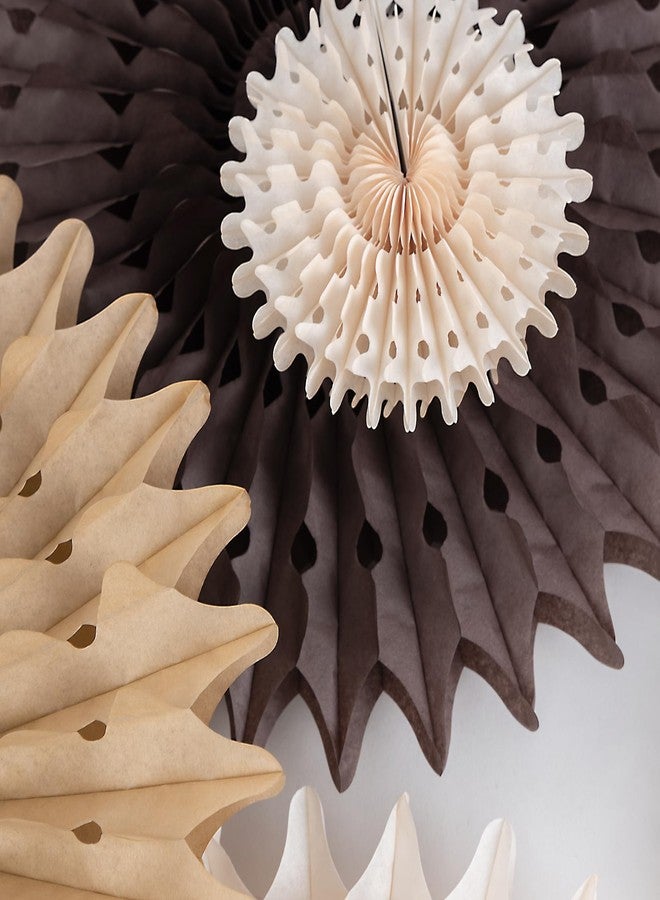 PAPER JAZZ 11 Pcs Brown Party Decorations Neutral Party Decorations Hollowed Out Honeycomb Round Paper Fans Rustic Birthday Wedding Graduation Party Supplies - Image 4