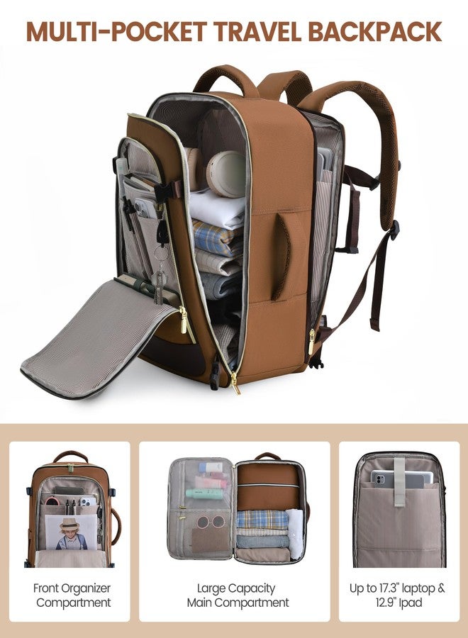 LOVEVOOK Travel Backpack for Women, 40L Carry On Backpack for Airplanes, Beige-brown, 40L-4 pcs, Classic - Image 4