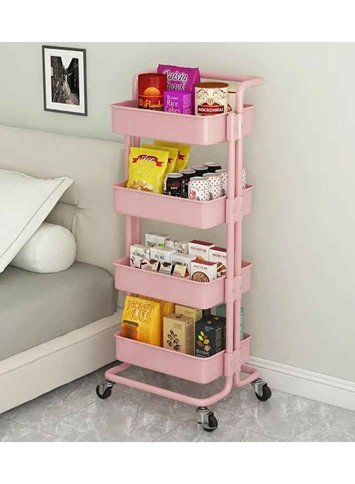 DubaiGallery Storage Trolley Rolling Cart Utility Cart 4 Tier Metal Rolling Cart Utility Cart Shelves Storage Trolley With Wheel Kitchen Storage Cart Kitchen Storage Cart Rolling Storage Cart - Image 2