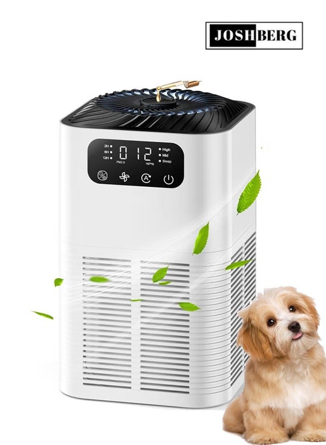 جوشبيرغ أجهزة تنقية الهواء للمنزل، حتى 1076 قدمًا مربعًا، فلتر هواء H13 True HEPA مع إسفنجة معطرة، أجهزة تنقية هواء هادئة 25 ديسيبل لغرفة النوم وحبوب اللقاح وقشرة الحيوانات الأليفة - Image 1