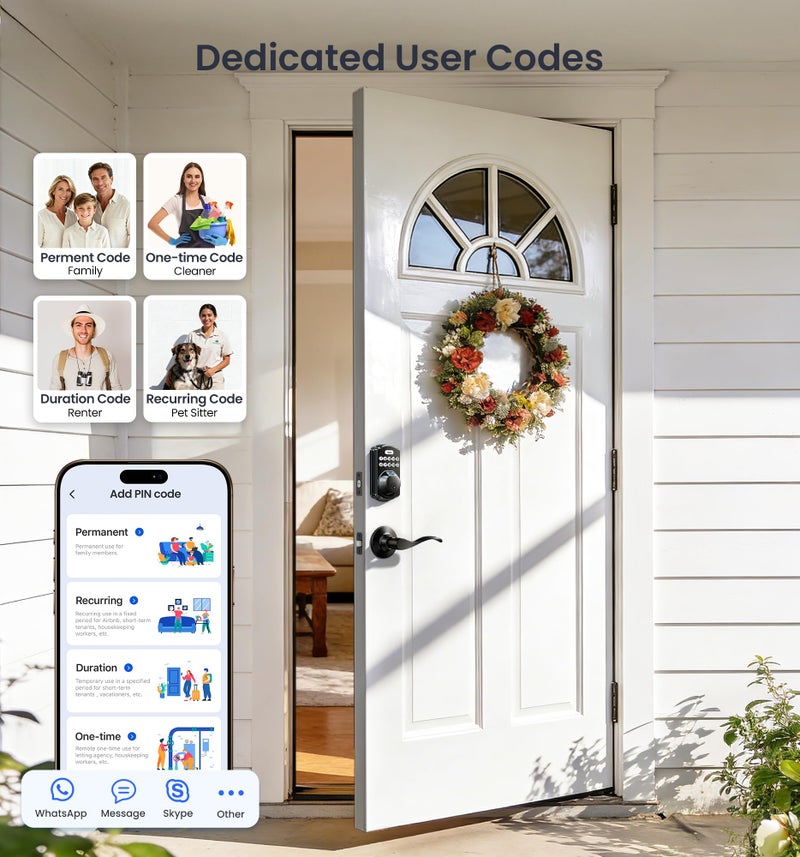 Veise VE012W-B Wi-Fi Fingerprint Smart Lock with Handle Set, Remote App Control, Keyless Entry Front Door Lever, Built-in WiFi No Hub Needed, Backlit Keypad Deadbolt, Auto-Locking, Matte Black - Image 5