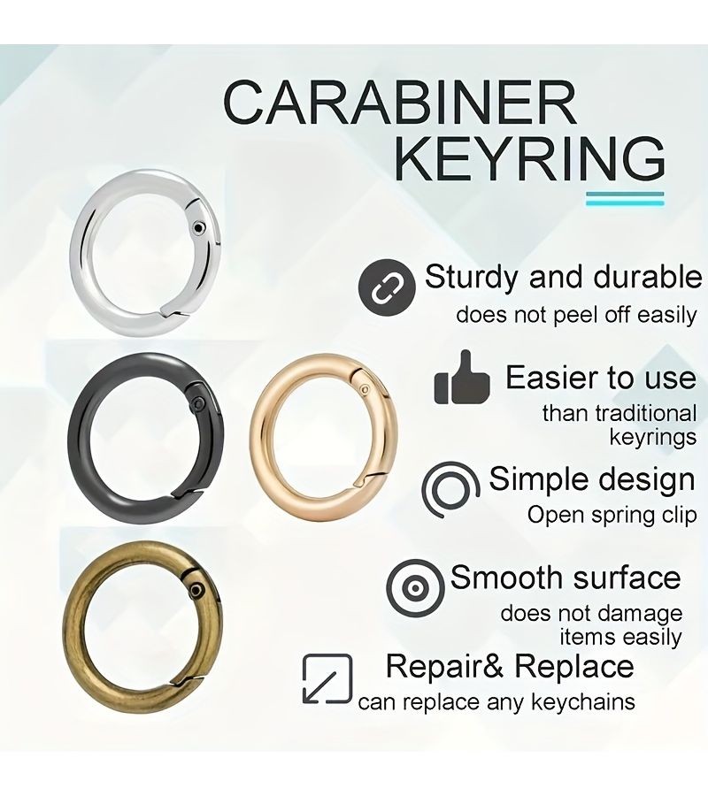 10 Mm Metal Spring Snap O Ring Round Safety Buckle Openable Connector Keychain Bag Clip Hook Dog Leash Buckle Wallet Making Golden 2.35cm - Image 3