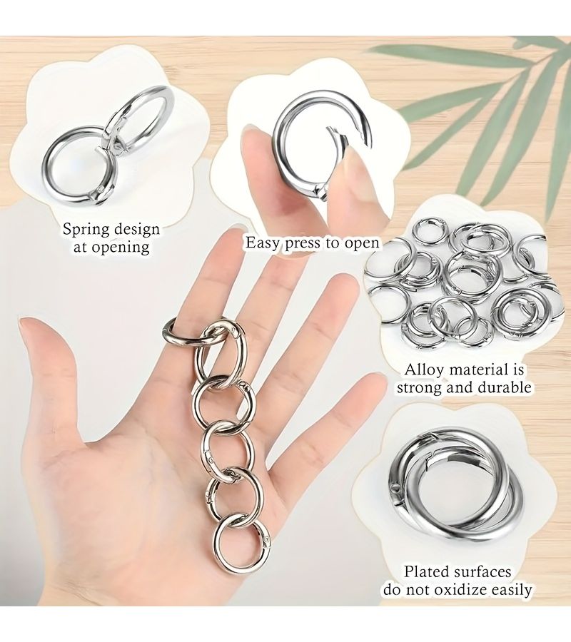 10 Mm Metal Spring Snap O Ring Round Safety Buckle Openable Connector Keychain Bag Clip Hook Dog Leash Buckle Wallet Making Golden 2.35cm - Image 5