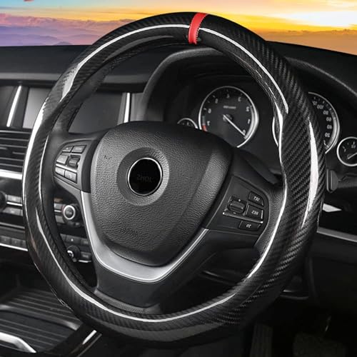 ZHOL Carbon Fiber Steering Wheel Cover, Universal Standard Size 14.5-15 inch Fashion Sport Auto Car Steering Wheel Accessories for Men, Black - Image 3