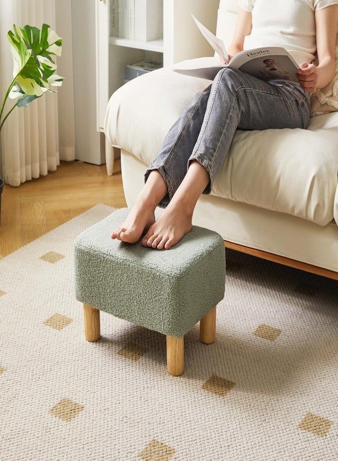 YMYNY Ottoman, Modern Footrest with Soft Padded Seat, Foot Stool with Wood Legs, Small Square Pouf Under Desk for Living Room Bedroom Office 15.74" D×11.41" W×9.84" H Green UHBD030GR - Image 2