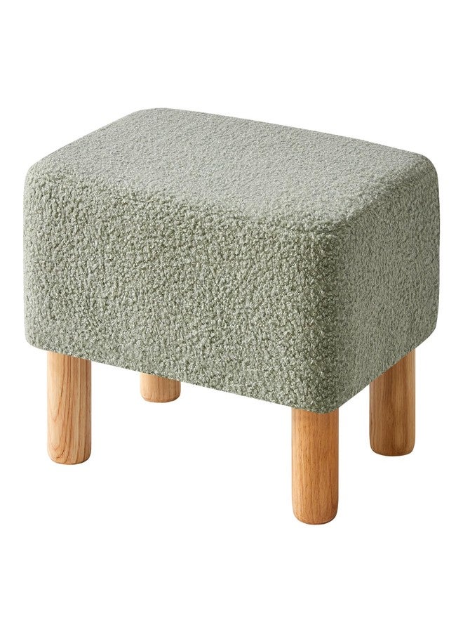 YMYNY Ottoman, Modern Footrest with Soft Padded Seat, Foot Stool with Wood Legs, Small Square Pouf Under Desk for Living Room Bedroom Office 15.74" D×11.41" W×9.84" H Green UHBD030GR - Image 1