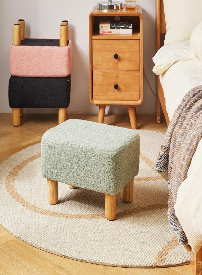 YMYNY Ottoman, Modern Footrest with Soft Padded Seat, Foot Stool with Wood Legs, Small Square Pouf Under Desk for Living Room Bedroom Office 15.74" D×11.41" W×9.84" H Green UHBD030GR - Image 3