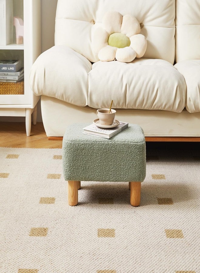 YMYNY Ottoman, Modern Footrest with Soft Padded Seat, Foot Stool with Wood Legs, Small Square Pouf Under Desk for Living Room Bedroom Office 15.74" D×11.41" W×9.84" H Green UHBD030GR - Image 5
