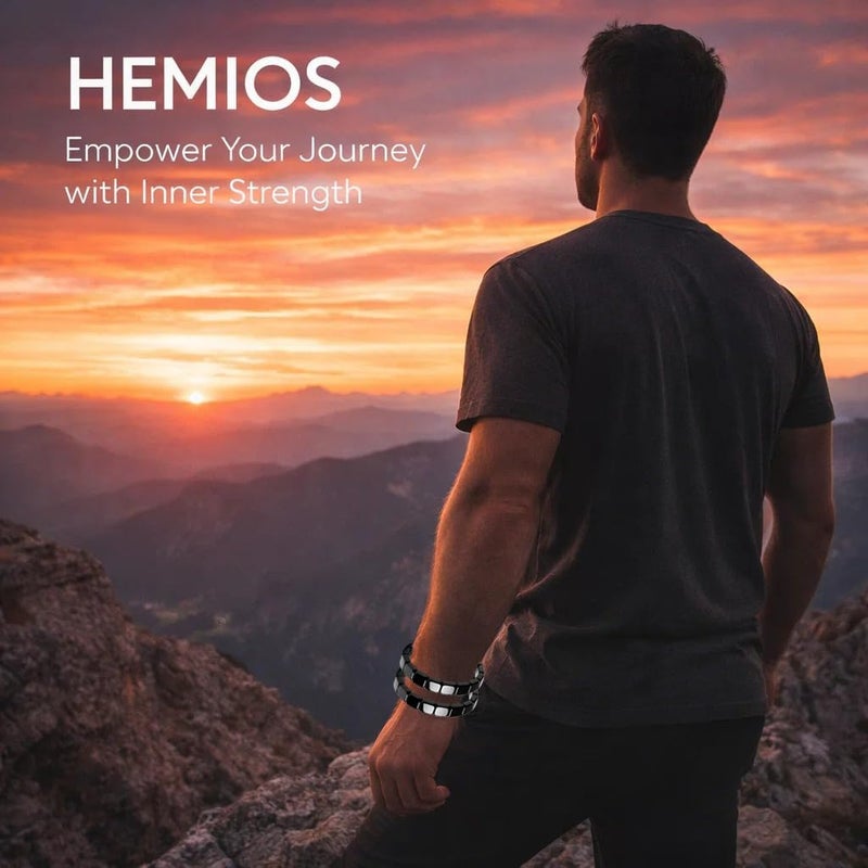 Hemios Hematite Bracelet Men - Reignites Masculine Energy, Natural Hematite Stone Beaded Stretch Healing Bracelets Valentines Birthday Anniversary Christmas Jewelry Gifts for Him - Image 5