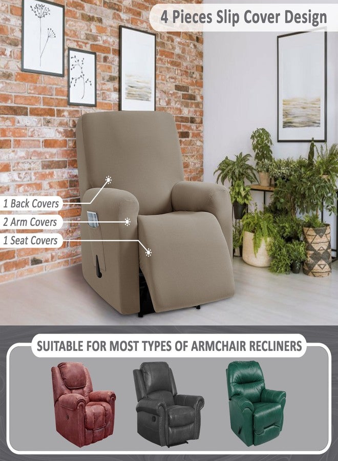 ULTICOR غطاء كرسي استرخاء من تصميم جاكار من ألتيكور، مكون من 4 قطع، غطاء كرسي استرخاء لكرسي استرخاء بوسادة واحدة، غطاء أريكة استرخاء بمقعد واحد، قابل للغسل (لون بيج، غطاء كرسي استرخاء) - Image 2