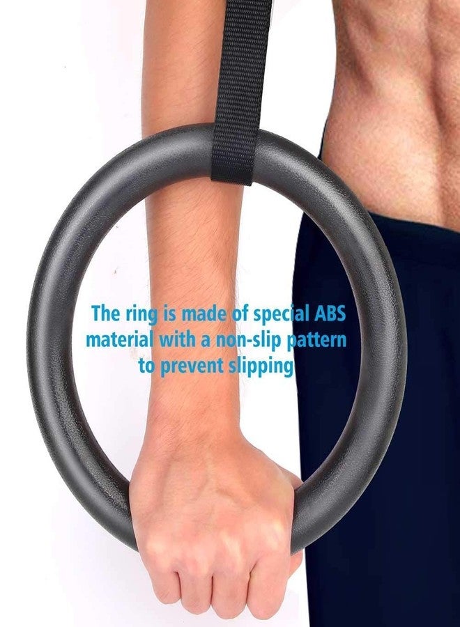 TechHark® Gymnastic ABS Rings with Heavy Duty Adjustable Strap Capacity with 14.5ft Adjustable Buckle Straps for Cross Fitness Functional Training for Home Gym Full Body Workout (Gym.Ring Black) - Image 3