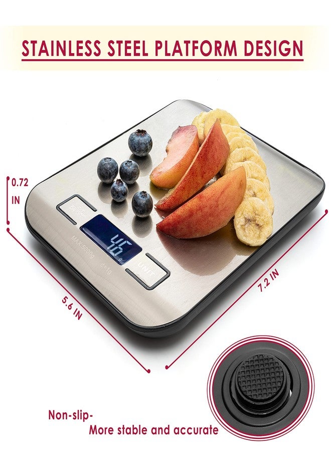 Moss & Stone Moss and Stone Digital Kitchen Scale Food Multifunction Accuracy Digital Scale LCD Display 11 Lb 5 Kg, Food Scales Digital Weight Grams and Oz, Baking Scale, Stainless Steel Small Food Scale - Image 2