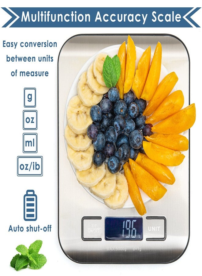 Moss & Stone Moss and Stone Digital Kitchen Scale Food Multifunction Accuracy Digital Scale LCD Display 11 Lb 5 Kg, Food Scales Digital Weight Grams and Oz, Baking Scale, Stainless Steel Small Food Scale - Image 3