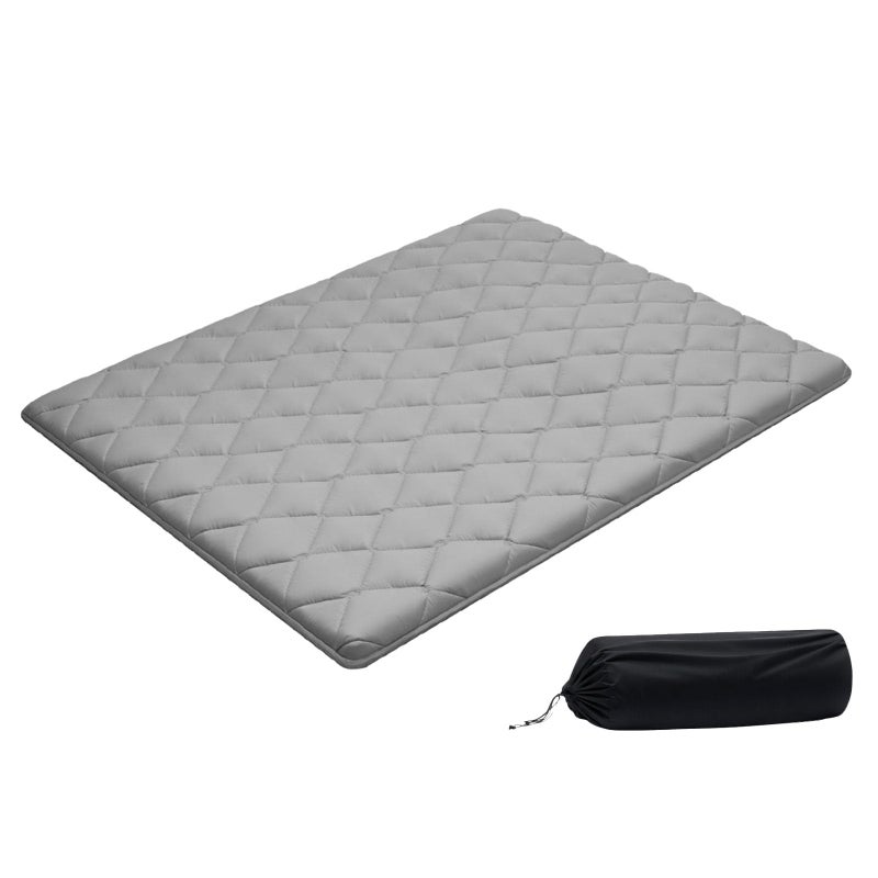 VEVOR 9-Layer Japanese Tatami Mat, Queen Size Foldable Japanese Tatami Mattress, 2.5" Futon Mattress with Storage Bag & Fastener, Floor Mat for Sleeping, Dormitory, Meditation, Yoga, Gray - Image 1
