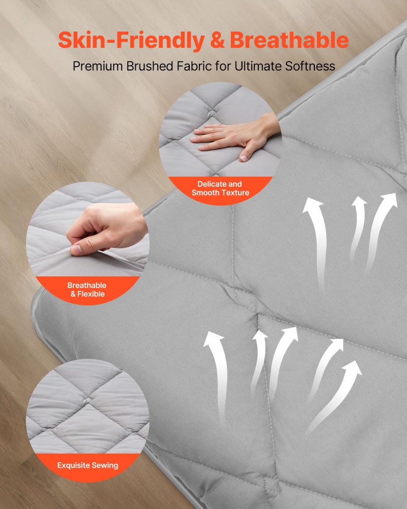 VEVOR 9-Layer Japanese Tatami Mat, Queen Size Foldable Japanese Tatami Mattress, 2.5" Futon Mattress with Storage Bag & Fastener, Floor Mat for Sleeping, Dormitory, Meditation, Yoga, Gray - Image 4