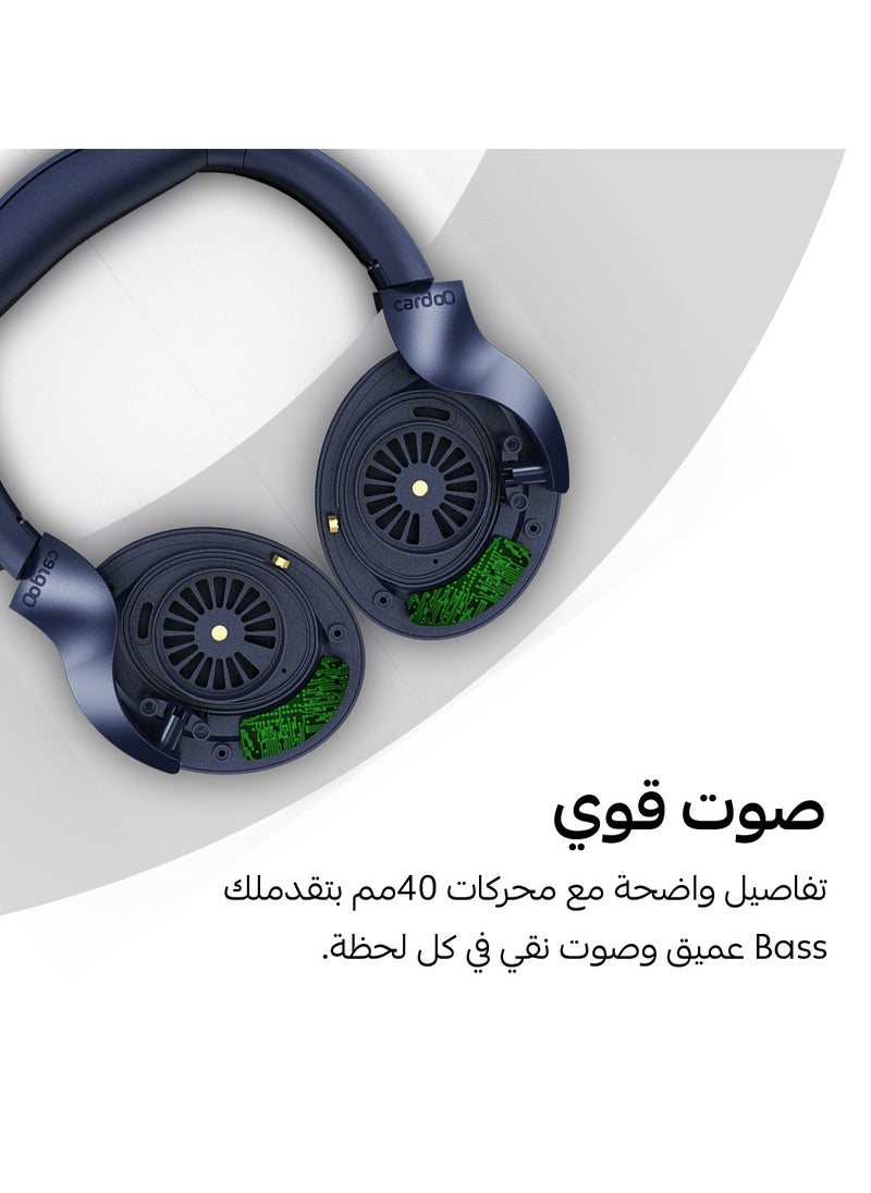 Headphone – Hybrid ANC Bluetooth Headphones with 3D Sound – 4 Mics – 55H Playtime – Fast Charging – Gaming Mode – Smart App – Foldable & Comfortable – Dual Connection – Bluetooth 5.4 - Blue