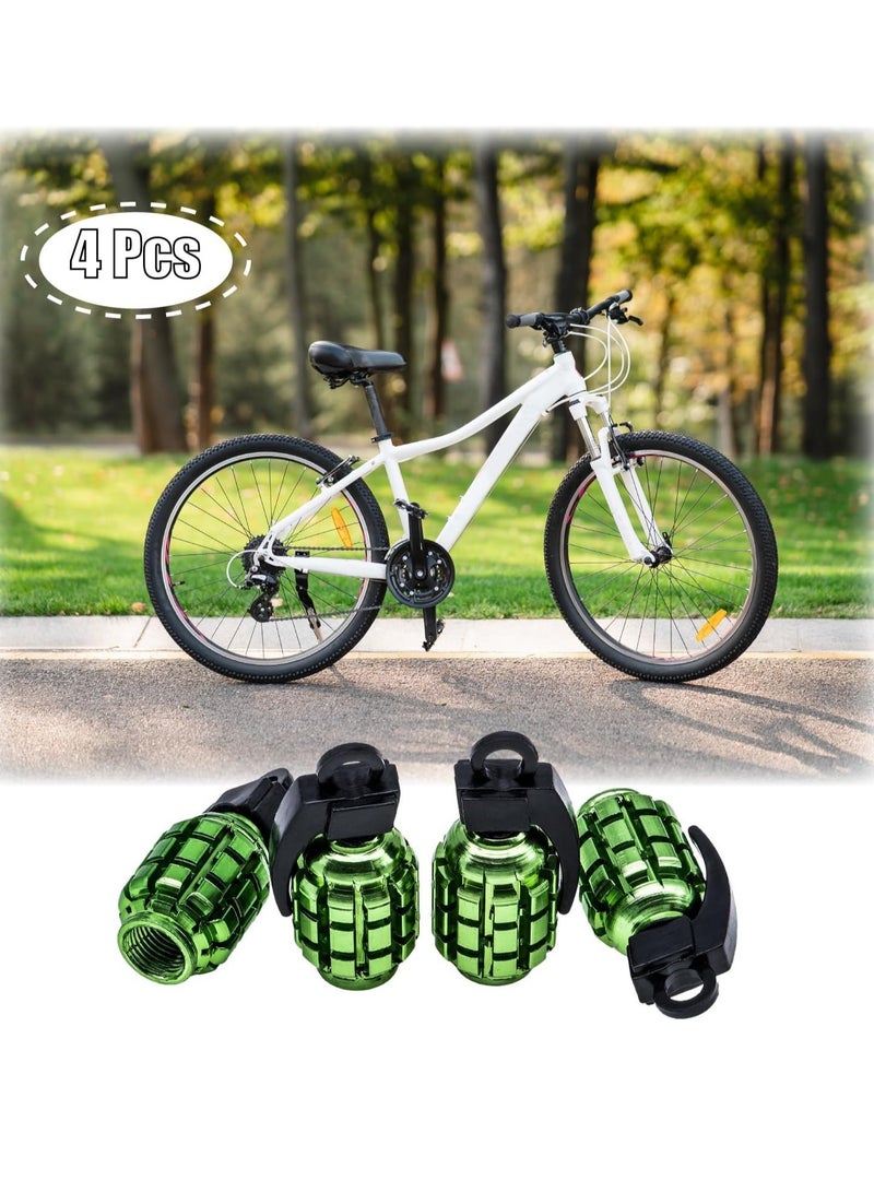 Generic 4 PCS(Green) Grenade Style Tire Valve Stem Caps, Stainless Steel Tire Valve Caps Wheel Valve Caps for Cars,Trucks, SUV, Motorcycles, Bicycles  - Image 2