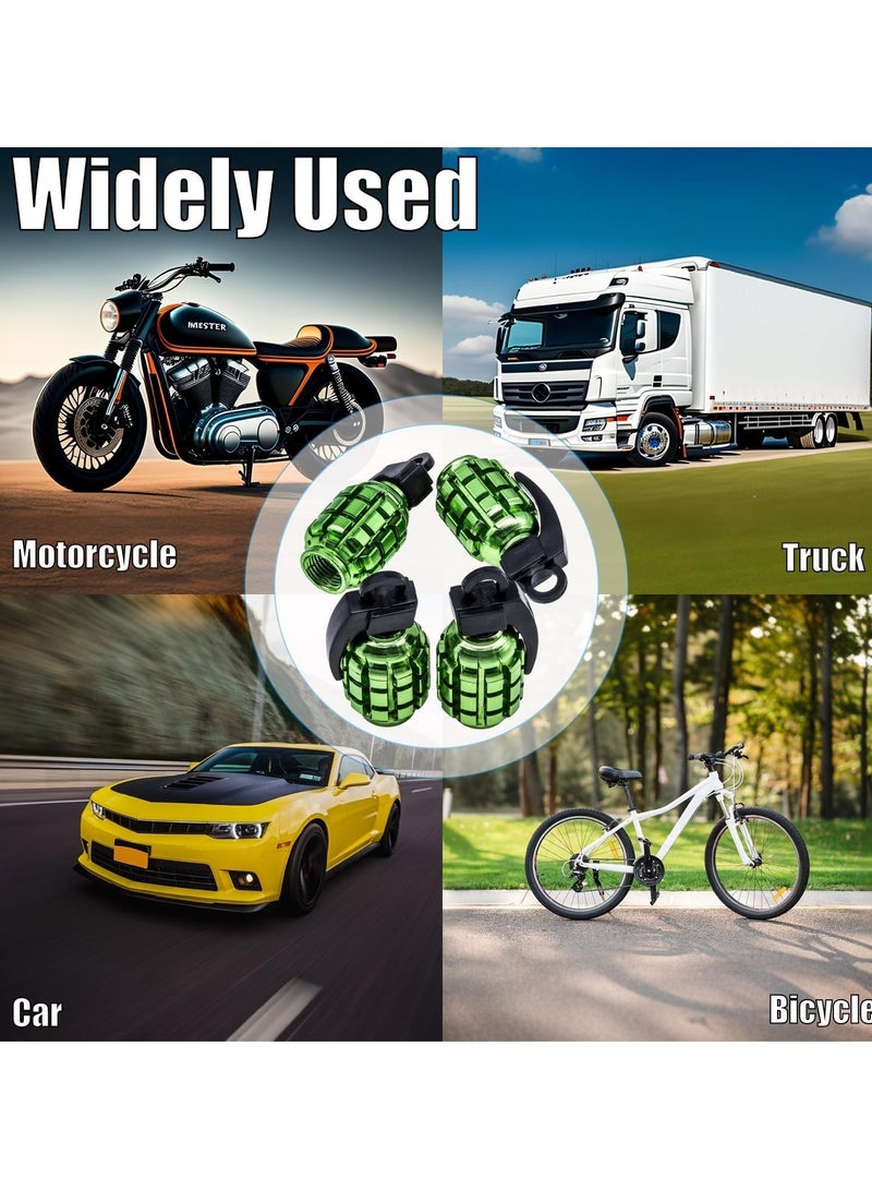 Generic 4 PCS(Green) Grenade Style Tire Valve Stem Caps, Stainless Steel Tire Valve Caps Wheel Valve Caps for Cars,Trucks, SUV, Motorcycles, Bicycles  - Image 5