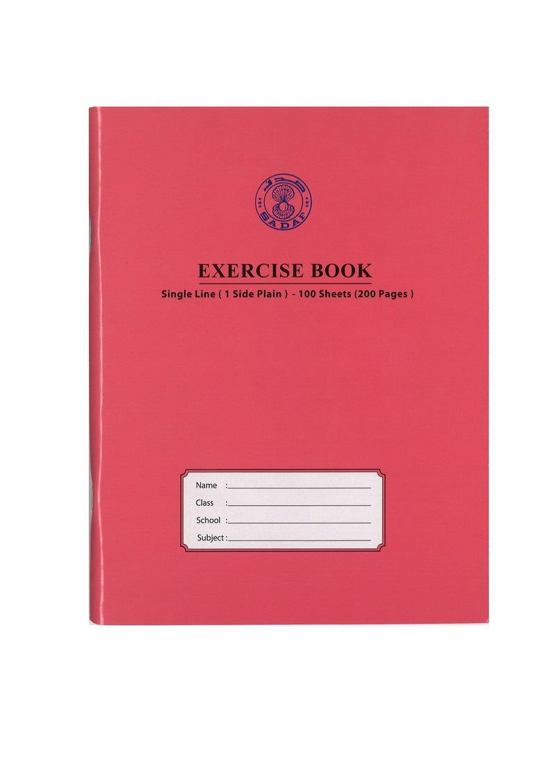 Sadaf دفتر تمارين بحجم A5 بسطر واحد مع جانب واحد سادة، 200 صفحة، أغلفة متنوعة - Image 3