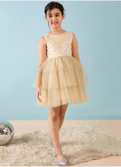 Stylo Bug Embellished Layered A-Line Dress by Styli  - Image 1