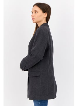 ESPRIT Women Oversized Textured Semi Formal Blazer, Dark Grey  - Image 2