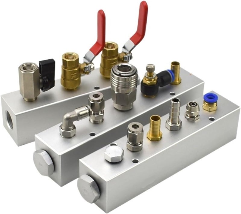 Distributor Exhaust Thickened 20x25 G1/4 to G1/4 Split Teeth Exhaust Source Oil Water Distribution Shunt Block Straight-Through (Color : 12 Way (35mm)) - Image 2