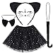 Dxhycc Black Cat Costume Cat Ears Headband Tail Bowtie Tutu and Face Stickers for Halloween Dress Up Party Black 118 - Image 3