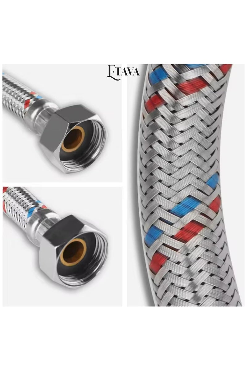 ETAVA ETAVA – Braided Inlet Hose Pipe Connector 90 CM | Flexible Hot & Cold Water Supply Hose for Washbasin, Bathroom & Kitchen Mixer Faucets | Brass Connector Tap Pipe – Premium Quality - Image 4