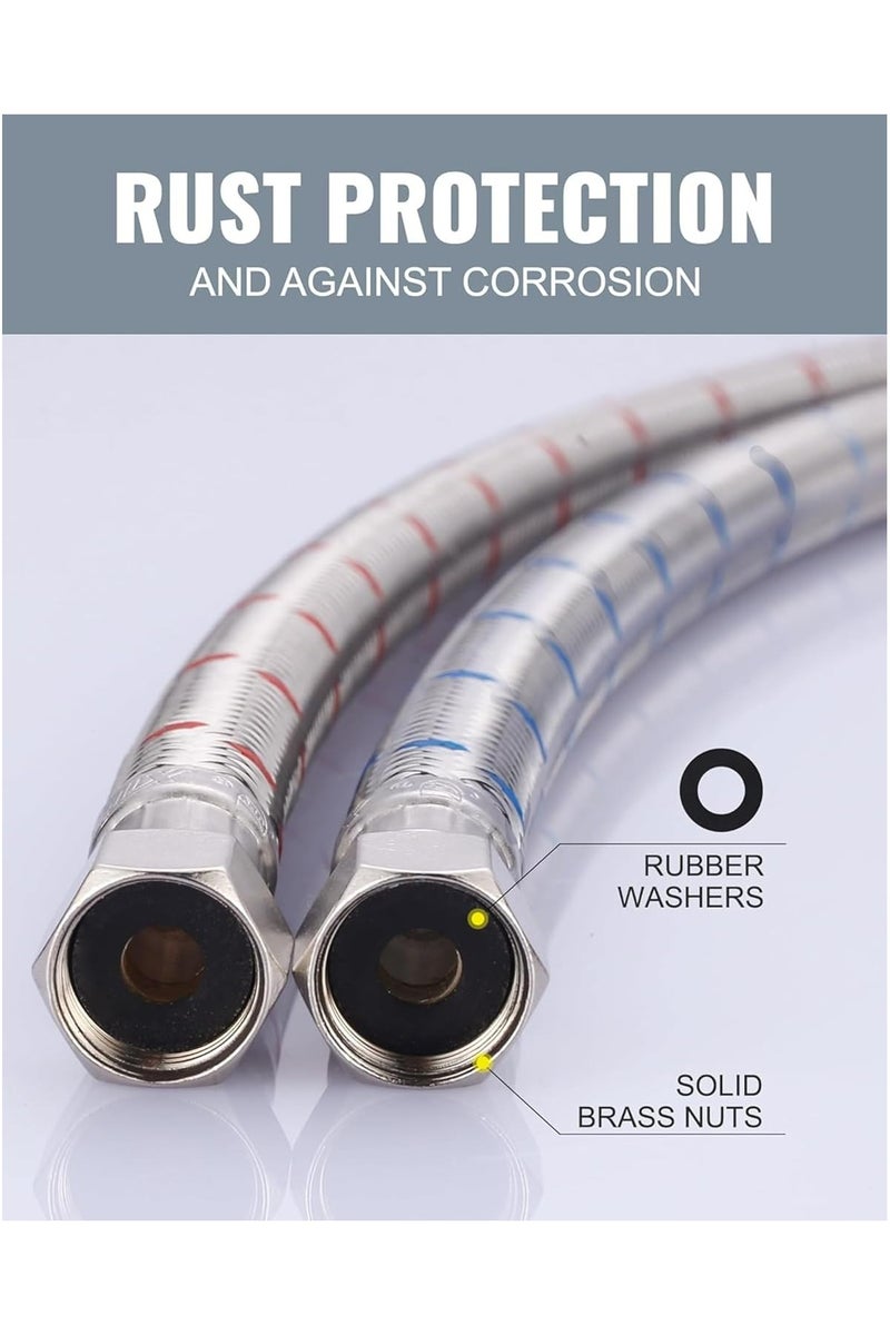ETAVA ETAVA – Braided Inlet Hose Pipe Connector 90 CM | Flexible Hot & Cold Water Supply Hose for Washbasin, Bathroom & Kitchen Mixer Faucets | Brass Connector Tap Pipe – Premium Quality - Image 2