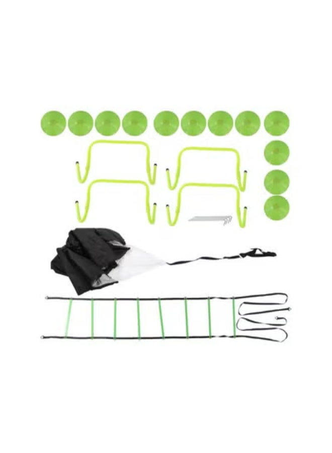 klarako Speed Training Set, 24pc Exercise Workout Equipment with Ladders Cones Running Parachutes Adjustable Hurdles for Football Soccer Running Basketball Foot Training to Boost Fitness - Image 3
