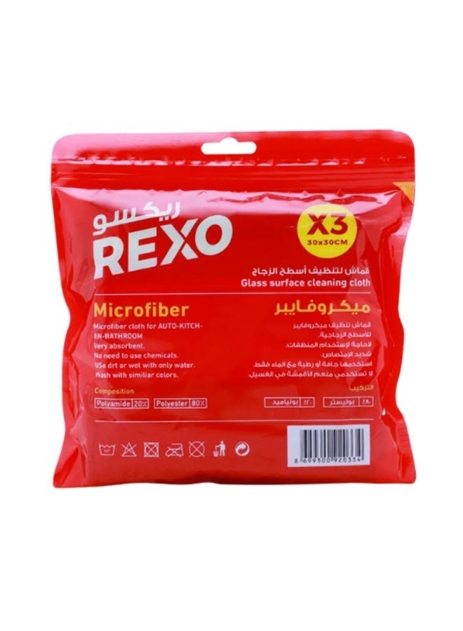 REXO Microfiber cleaning towels, super absorbent, non-scratch, lint-free, reusable and multi-purpose for car cleaning, home and kitchen use, 30x30 cm (pack of 3 towels) - Image 3