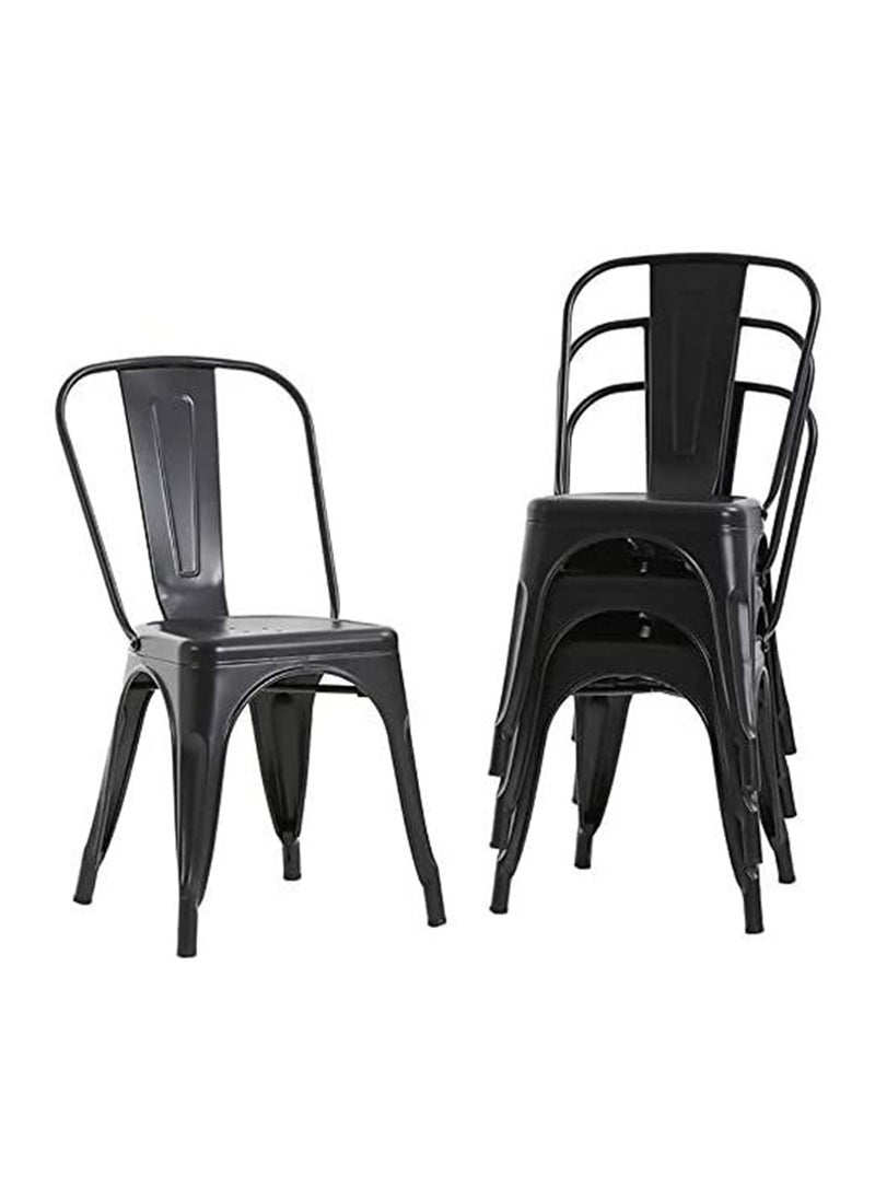 Mahmayi Mahmayi HYX503-1 Metal Stackable Dining Chairs for Indoor, Outdoor & Kitchen Chair - Black (Set of 4)  - Image 1