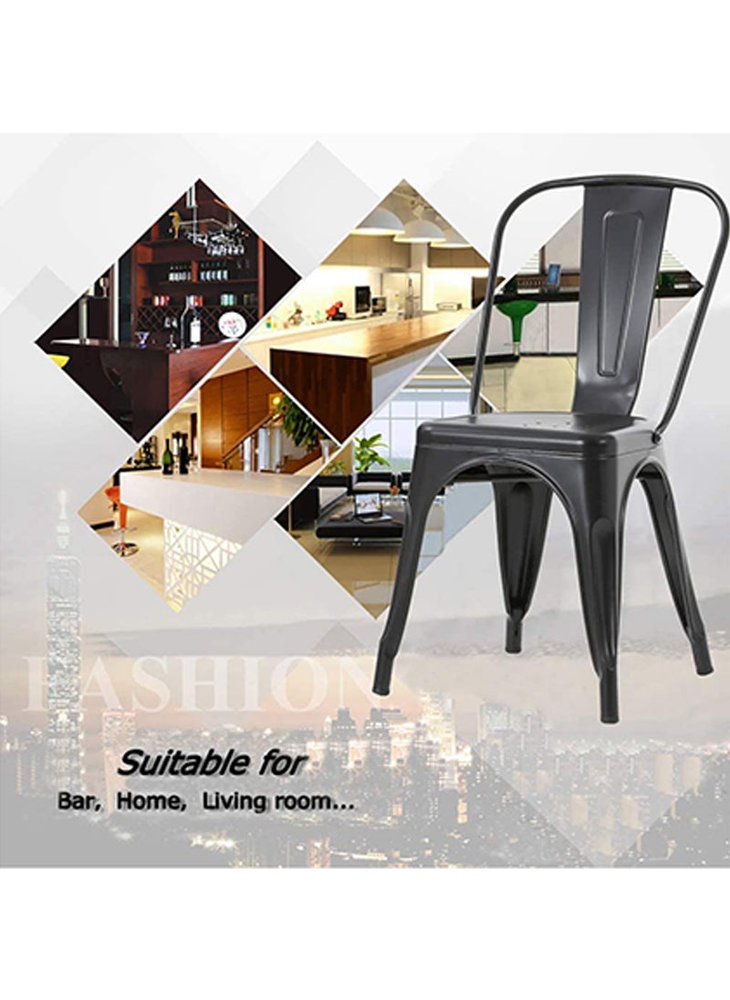 Mahmayi Mahmayi HYX503-1 Metal Stackable Dining Chairs for Indoor, Outdoor & Kitchen Chair - Black (Set of 4)  - Image 2