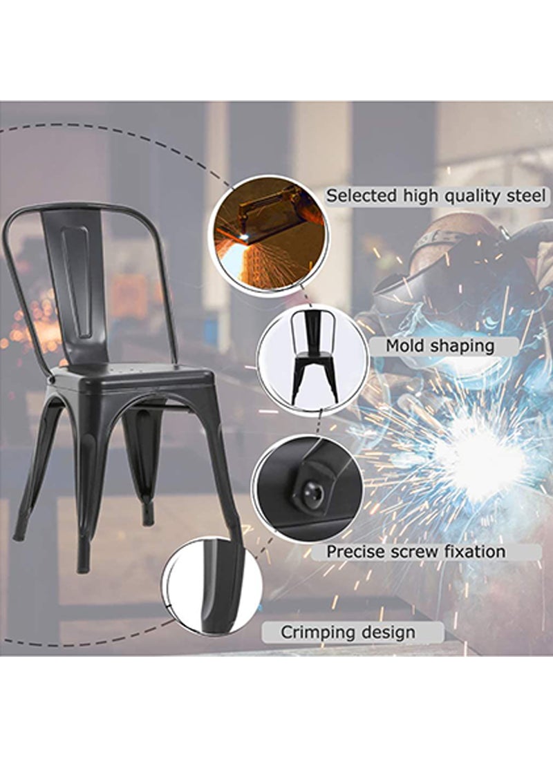 Mahmayi Mahmayi HYX503-1 Metal Stackable Dining Chairs for Indoor, Outdoor & Kitchen Chair - Black (Set of 4)  - Image 3