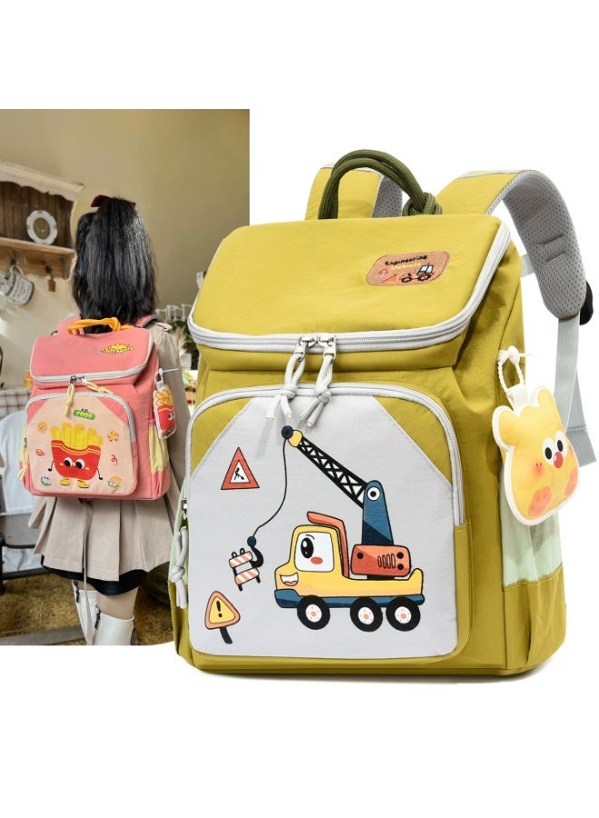 Kids Backpack Crane Construction Design 3-5 Years, Large Capacity Waterproof Lightweight Spine-Protective School  Bag - Image 1
