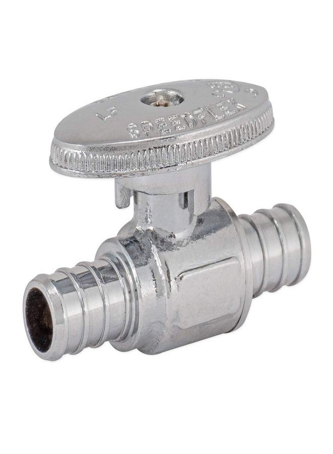 Eastman Quarter-Turn Straight Stop Valve, 1/2 Inch Crimp PEX x 1/2 Inch PEX, Chrome Plated, 10725LF - Image 1