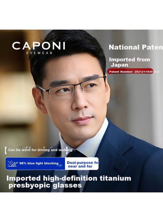 Caponi Imported Titanium Reading Gl For Men With Smart Zoom Function, Bifocal Reading Gl, Genuine Product For Driving And Walking - Image 1